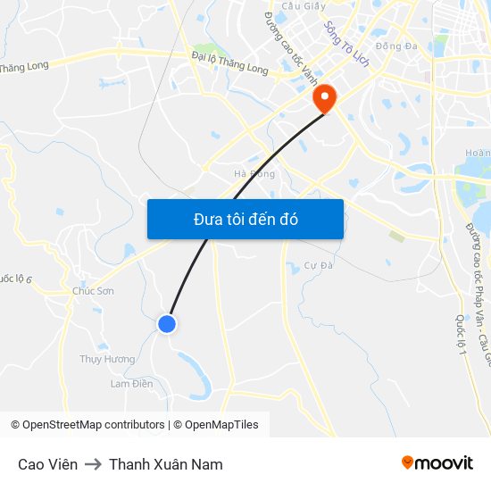 Cao Viên to Thanh Xuân Nam map