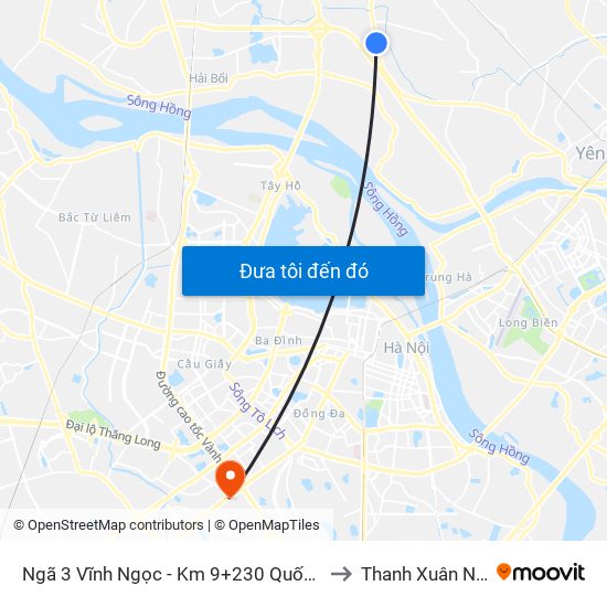 Ngã 3 Vĩnh Ngọc - Km 9+230 Quốc Lộ 3 to Thanh Xuân Nam map