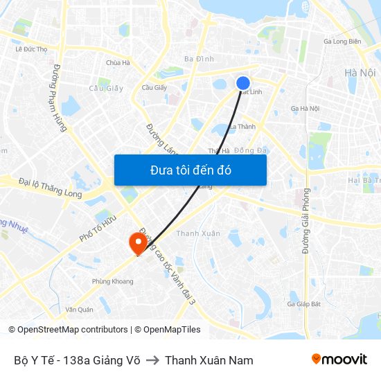 Bộ Y Tế - 138a Giảng Võ to Thanh Xuân Nam map
