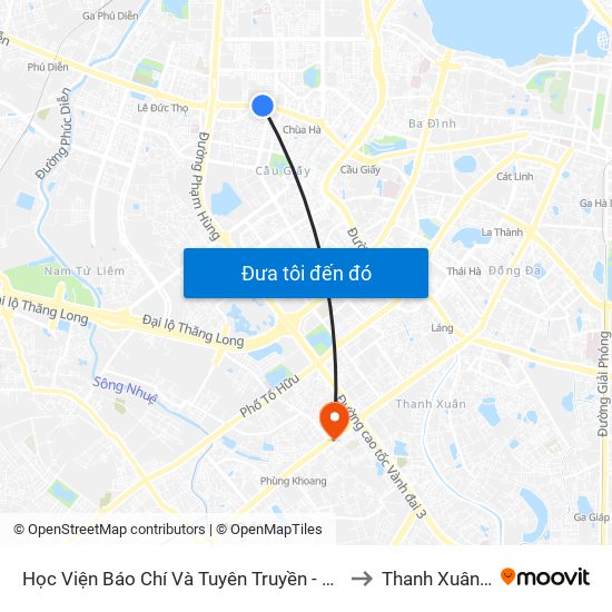 Học Viện Báo Chí Và Tuyên Truyền - 36 Xuân Thủy to Thanh Xuân Nam map