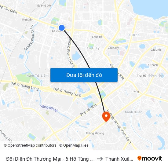 Đối Diện Đh Thương Mại - 6 Hồ Tùng Mậu (Cột Sau) to Thanh Xuân Nam map