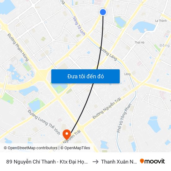89 Nguyễn Chí Thanh - Ktx Đại Học Luật to Thanh Xuân Nam map