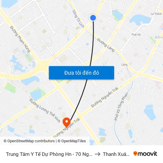 Trung Tâm Y Tế Dự Phòng Hn - 70 Nguyễn Chí Thanh to Thanh Xuân Nam map