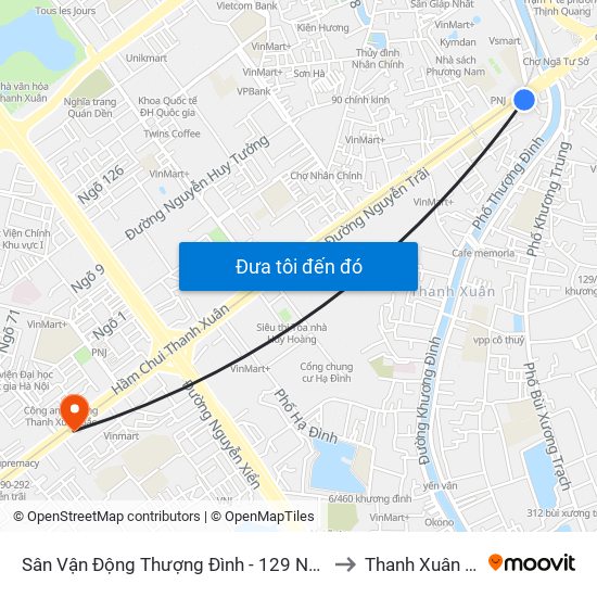 Sân Vận Động Thượng Đình - 129 Nguyễn Trãi to Thanh Xuân Nam map