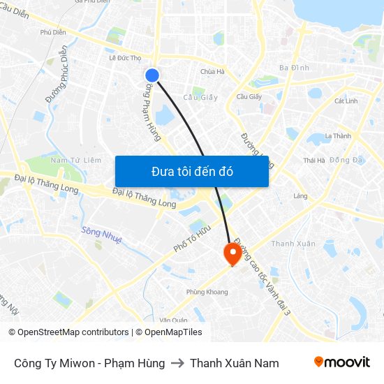 Công Ty Miwon - Phạm Hùng to Thanh Xuân Nam map