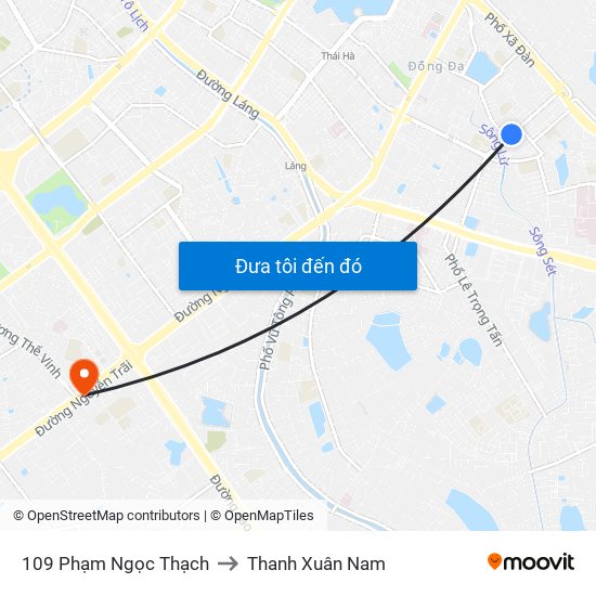 109 Phạm Ngọc Thạch to Thanh Xuân Nam map