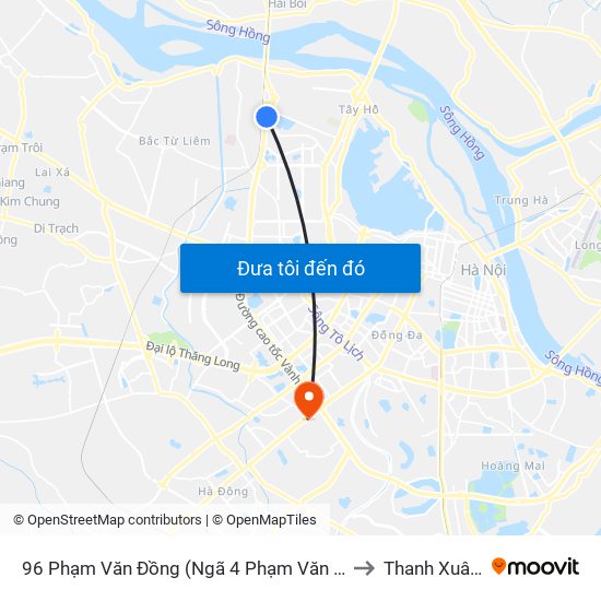 96 Phạm Văn Đồng (Ngã 4 Phạm Văn Đồng - Xuân Đỉnh) to Thanh Xuân Nam map