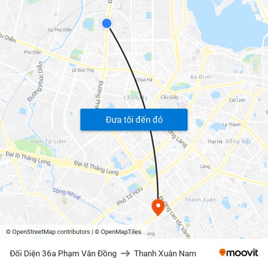 Đối Diện 36a Phạm Văn Đồng to Thanh Xuân Nam map