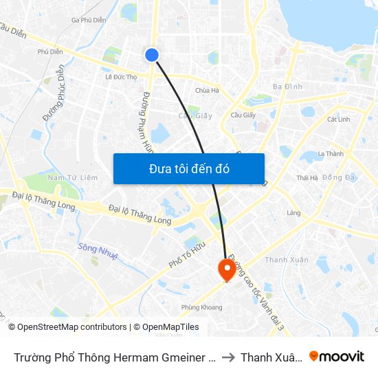 Trường Phổ Thông Hermam Gmeiner - Phạm Văn Đồng to Thanh Xuân Nam map