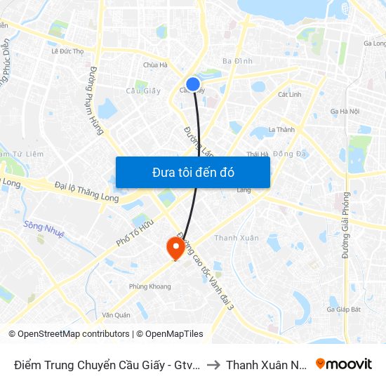 Điểm Trung Chuyển Cầu Giấy - Gtvt 01 to Thanh Xuân Nam map