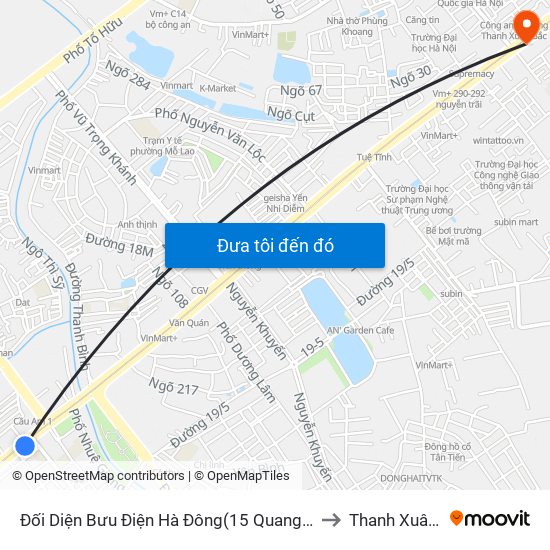 Đối Diện Bưu Điện Hà Đông(15 Quang Trung Hà Đông) to Thanh Xuân Nam map
