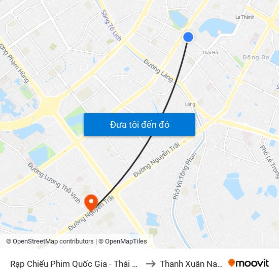 Rạp Chiếu Phim Quốc Gia - Thái Hà to Thanh Xuân Nam map