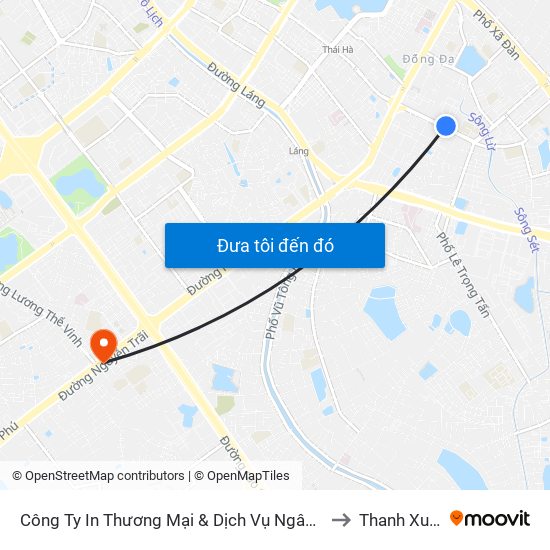 Công Ty In Thương Mại & Dịch Vụ Ngân Hàng - Số 10 Chùa Bộc to Thanh Xuân Nam map