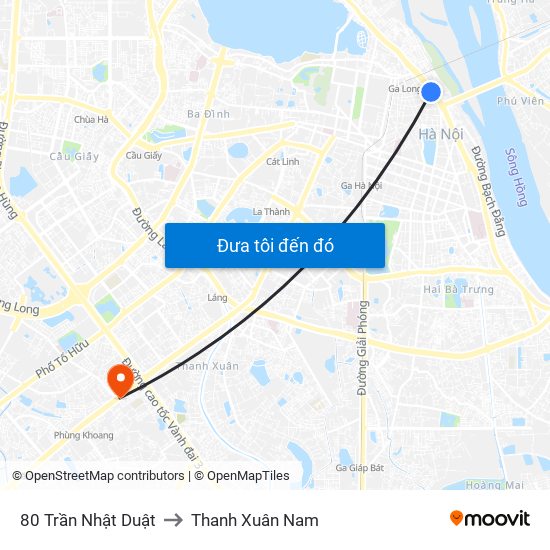 80 Trần Nhật Duật to Thanh Xuân Nam map