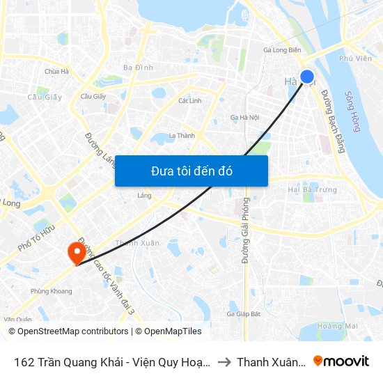 162 Trần Quang Khải - Viện Quy Hoạch Thủy Lợi to Thanh Xuân Nam map