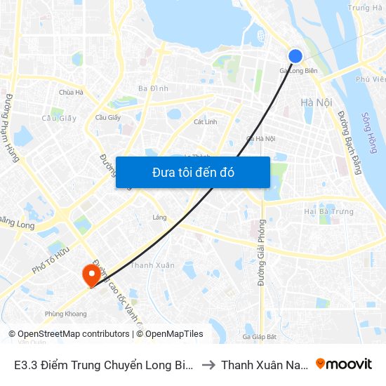 E3.3 Điểm Trung Chuyển Long Biên to Thanh Xuân Nam map