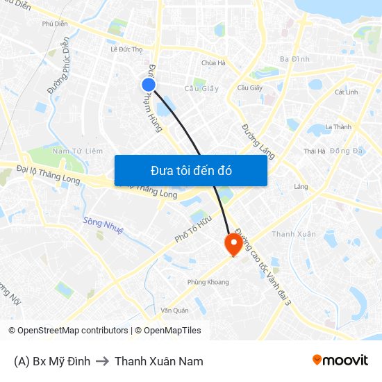 (A) Bx Mỹ Đình to Thanh Xuân Nam map
