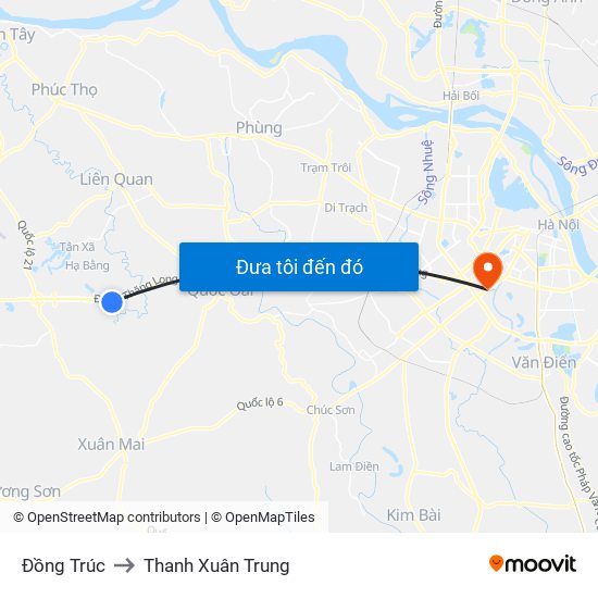 Đồng Trúc to Thanh Xuân Trung map