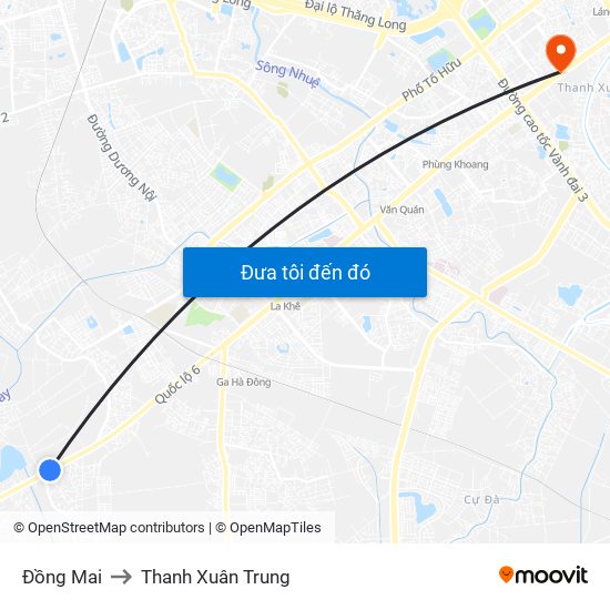 Đồng Mai to Thanh Xuân Trung map