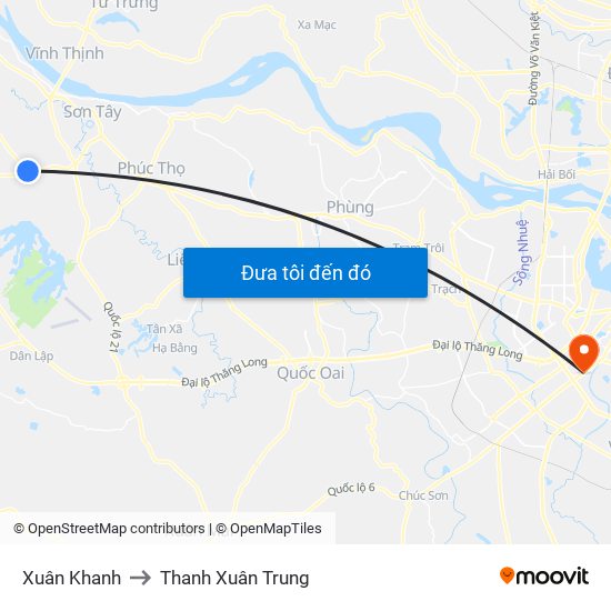 Xuân Khanh to Thanh Xuân Trung map