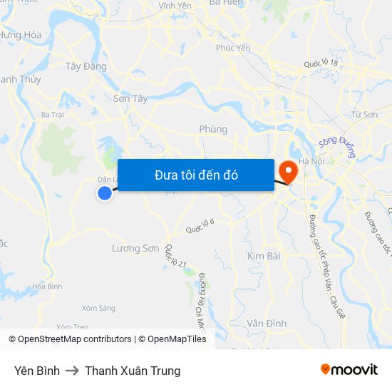 Yên Bình to Thanh Xuân Trung map