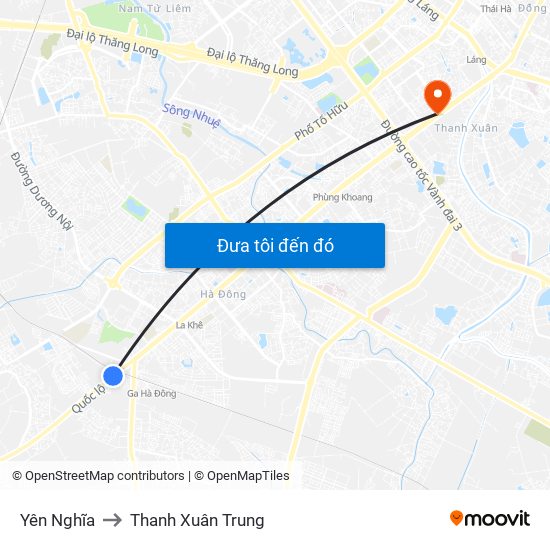 Yên Nghĩa to Thanh Xuân Trung map