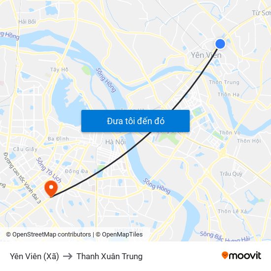 Yên Viên (Xã) to Thanh Xuân Trung map