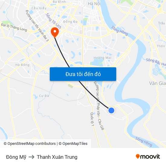 Đông Mỹ to Thanh Xuân Trung map