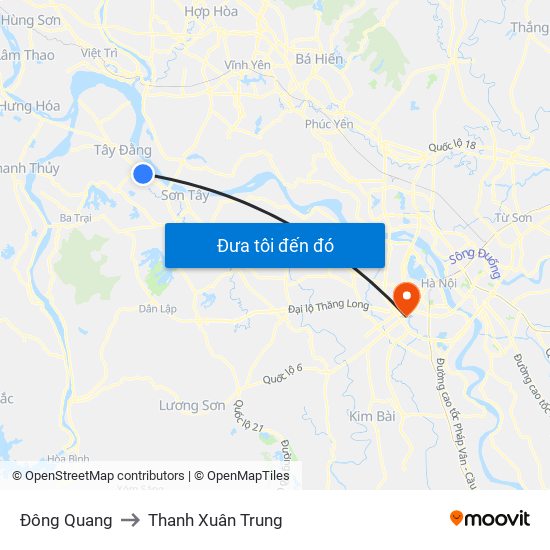 Đông Quang to Thanh Xuân Trung map