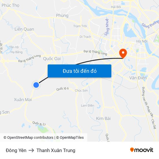 Đông Yên to Thanh Xuân Trung map