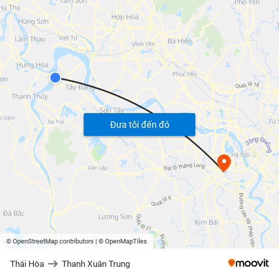 Thái Hòa to Thanh Xuân Trung map