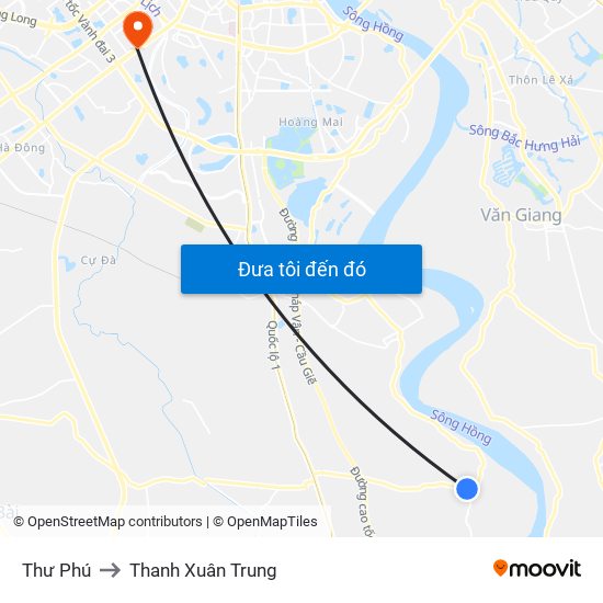 Thư Phú to Thanh Xuân Trung map