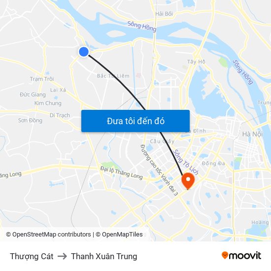 Thượng Cát to Thanh Xuân Trung map