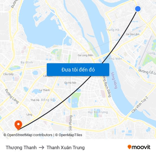 Thượng Thanh to Thanh Xuân Trung map