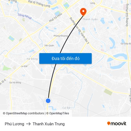 Phú Lương to Thanh Xuân Trung map