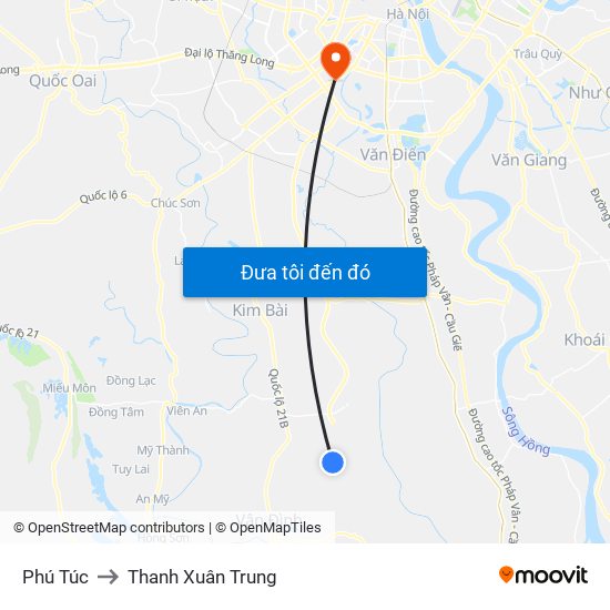 Phú Túc to Thanh Xuân Trung map