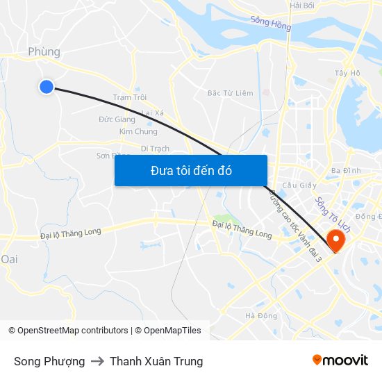 Song Phượng to Thanh Xuân Trung map