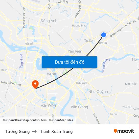 Tương Giang to Thanh Xuân Trung map