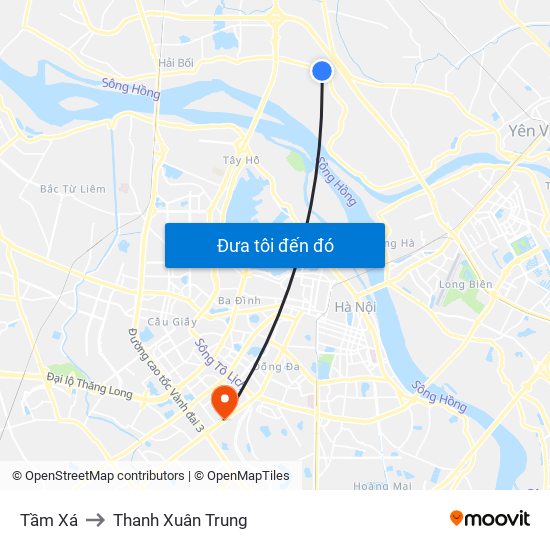 Tầm Xá to Thanh Xuân Trung map