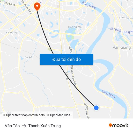 Vân Tảo to Thanh Xuân Trung map