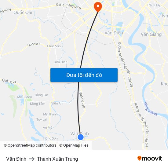 Vân Đình to Thanh Xuân Trung map