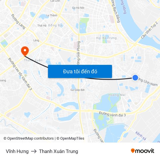 Vĩnh Hưng to Thanh Xuân Trung map