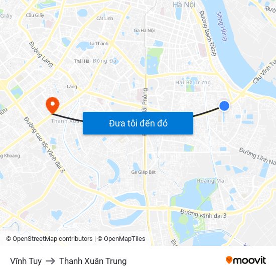 Vĩnh Tuy to Thanh Xuân Trung map