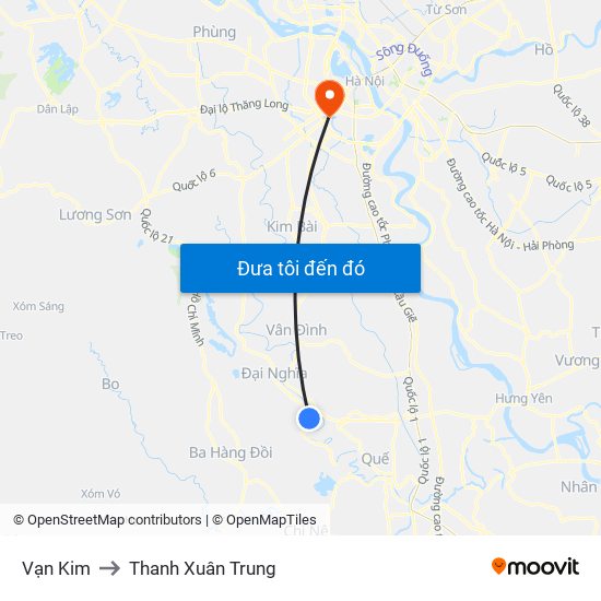 Vạn Kim to Thanh Xuân Trung map