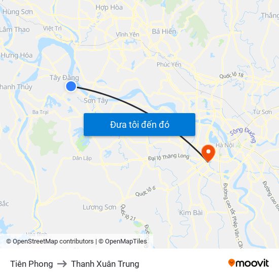 Tiên Phong to Thanh Xuân Trung map