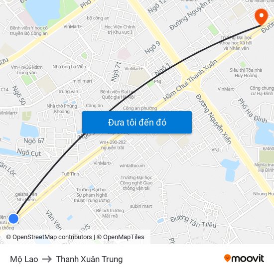 Mộ Lao to Thanh Xuân Trung map