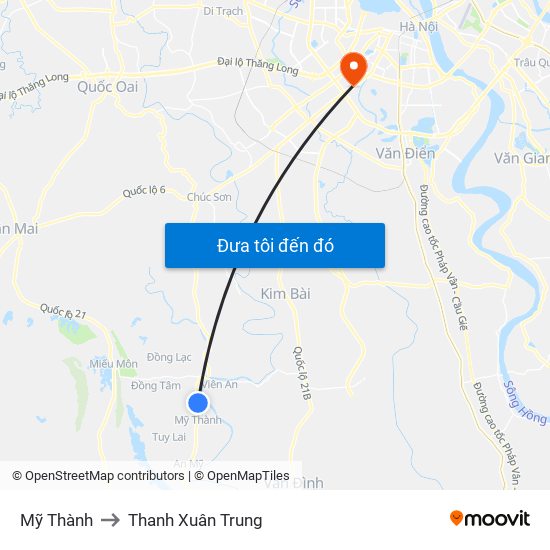 Mỹ Thành to Thanh Xuân Trung map