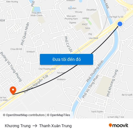 Khương Trung to Thanh Xuân Trung map