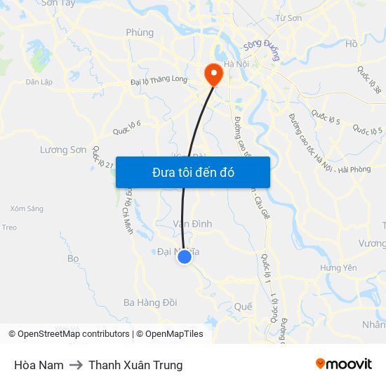 Hòa Nam to Thanh Xuân Trung map