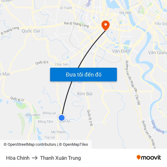 Hòa Chính to Thanh Xuân Trung map